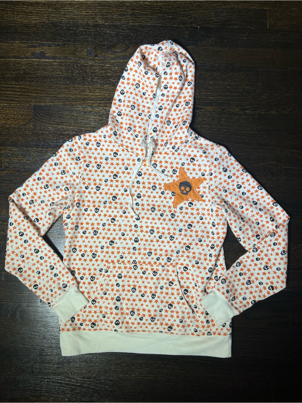 No Boundaries Y2K Pullover Hoodie Orange Stars Black Skulls Abbey Dawn Inspired